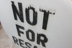 A Decorative c.1940 Opaque Glass Circular Petrol Pump Globe; "Not For Resale"