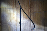 A French Stitched Black Leather Cantilever Adjustable Floor Lamp by Jacques Adnet c.1950