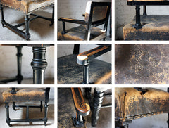 A Good Victorian Aesthetic Movement Ebonised & Leather Upholstered Armchair c.1880