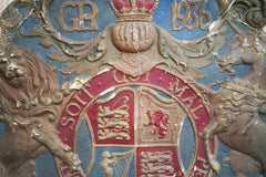 A George VI Polychrome Painted Card Coronation Coat of Arms c.1936