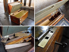 A 19thC Anglo-Colonial Campaign Thuya, Brass Inlaid, & Camphor Wood Lined Writing Slope