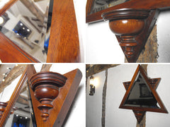 A Fabulous Walnut Arts & Crafts Six Pointed Star Framed Wall Mirror