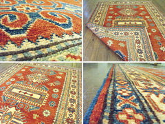 A Good Quality Supreme Afghan Kazak Rug: 179cm x 125cm