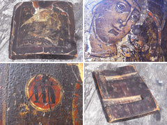 A Fine Russian School Oil & Tempera Gilt Eleusa Icon Panel of The Madonna & Child