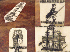 A Fine c.1810 Miniature Marine Ivory Scrimshaw Sailors Love Token Stay Busk