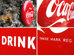 A Desirable Mid 20thC Vintage Coca-Cola Enamel Circular 'Button' Advertising Sign; 'Drink Coca-Cola'
