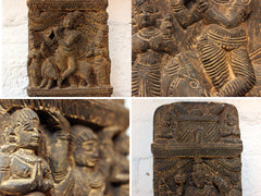 A Beautiful 19thC Gupta Style Indian Carved Wooden Rectangular Panel