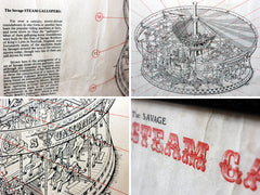 A Framed & Glazed Fairground Savages Steam Gallopers Schematic Diagram Print c.1976