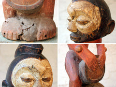 A Decorative Early 20thC North African Polychrome Carved Wooden Male Ancestor Figure