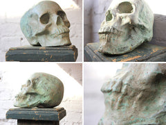 A Contemporary Composition Stone Sculpture of a Human Skull