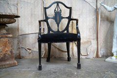 A George III Period Black Painted Open Armchair c.1780