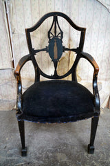 A George III Period Black Painted Open Armchair c.1780