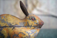 A French Painted Pine Folk Art Trinket Box in the Form of a Rabbit c.1840-60