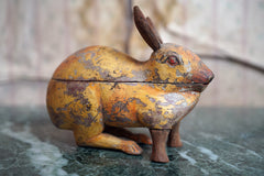 A French Painted Pine Folk Art Trinket Box in the Form of a Rabbit c.1840-60