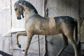A 19thC Painted, Carved & Horse Hide Rocking & Pull Horse c.1870-80