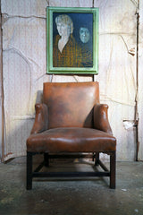 A George III Mahogany & Leather Gainsborough Armchair c.1800
