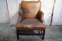 A George III Mahogany & Leather Gainsborough Armchair c.1800
