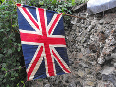 A Good British Vintage Printed Union Jack Flag on Pole