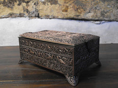 A Finely Detailed & Ornate French Silver Plated Jewellery Casket