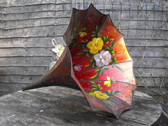 A Fine Early 20thC Hand Painted Petalled Edison Phonograph Sound Horn by The Tea Tray Company