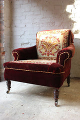 A Comfy Late 19thC Carpet Moquette Upholstered Armchair