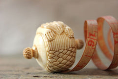 A Fine Early 20thC Carved Bone Novelty Tape Measure in the Form of a Mermaid