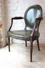 A Fantastic George III Country House Mahogany & Leather Elbow Chair c.1810