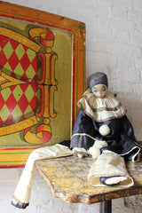 A Fine Large Early 20thC Fabric Pierrot/Pierrette Boudoir Doll