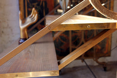 A Good Set of Cast-Iron & Pine Shop Display Metamorphic Table Shelves