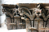 A Decorative Pair of Carved Pine, Plaster & Gesso Painted Corinthian Capital Wall Brackets c.1800