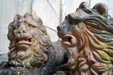 A Good Pair of Large Mid-19thC Terracotta Recumbent Lions c.1860