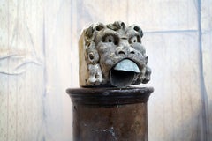 A 17thC Carved Limestone Rain Head Waterspout Gargoyle c.1600-50