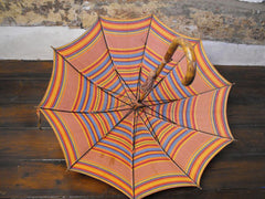 A Colourful 1930s Ladies Umbrella, Retailed by Bourne & Hollingsworth, With Original Paper Sleeve