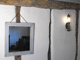 A Delightful Painted 1930s Oak Mirror With Reeded Frame & Original Plate