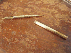A 19thC Gilt Metal Combination Dip Pen & Protracting Pencil by S.Mordan & Co, London