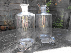 A Fine Pair of Late 19thC Glass Apothecary Bottles with Gilt Decoration