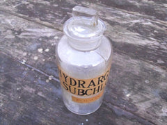 A Decorative Late 19thC Glass Apothecary Poison Bottle for Sub-Chloride of Mercury