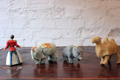 A Charming Group of Four Clockwork Toys to Include a Japanese Camel, Elephant, Bear & British Prince Charming