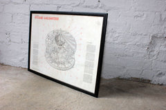 A Framed & Glazed Fairground Savages Steam Gallopers Schematic Diagram Print c.1976