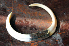 A Fine Pair of Silver Mounted Wild Boar Tusks, Ceylon, Sri Lanka c.1886