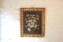A Charming Late 19thC Naïve School Oil on Canvas; Still Life of Flowers