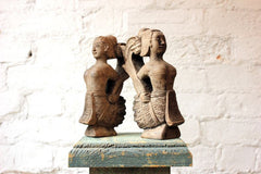 A Decorative Pair of Indian 19thC Softwood Female Figurines