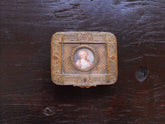 A 19thC Continental Brass Ring Box, the Lid with an Attractive Inset Portrait Miniature Signed 'Perin'
