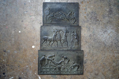 A Decorative Trio of Early 20thC Graduating Slate Plaques Depicting Classical Greek Scenes