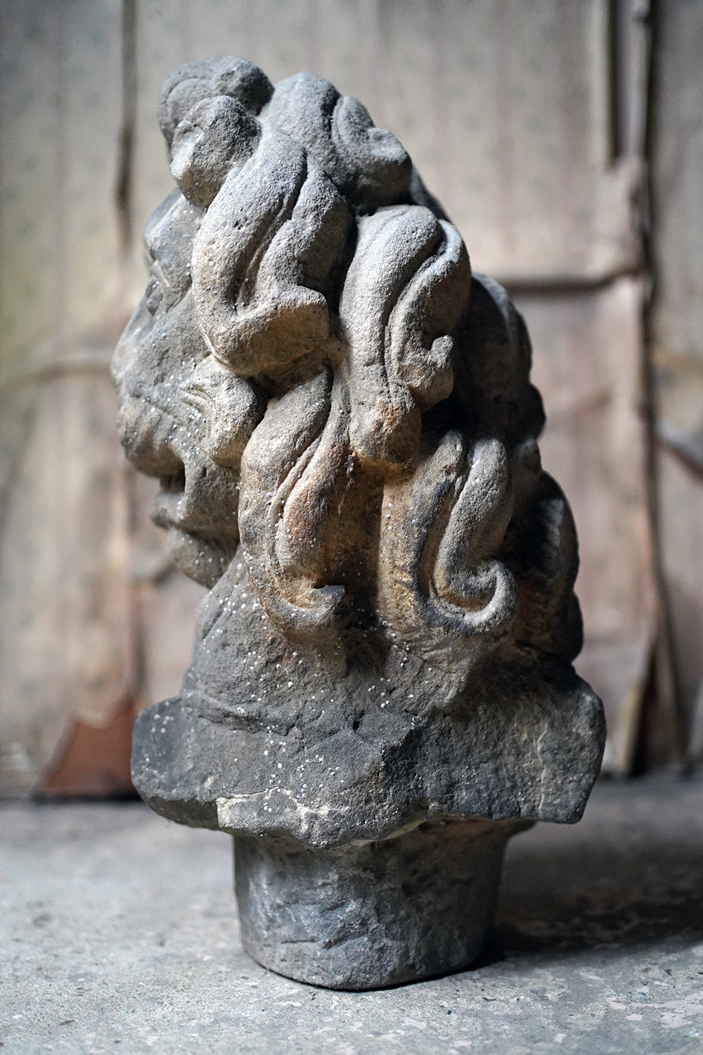 A 17thC Monastic Flemish Limestone Fragmental Head of a Lion c.1600-50