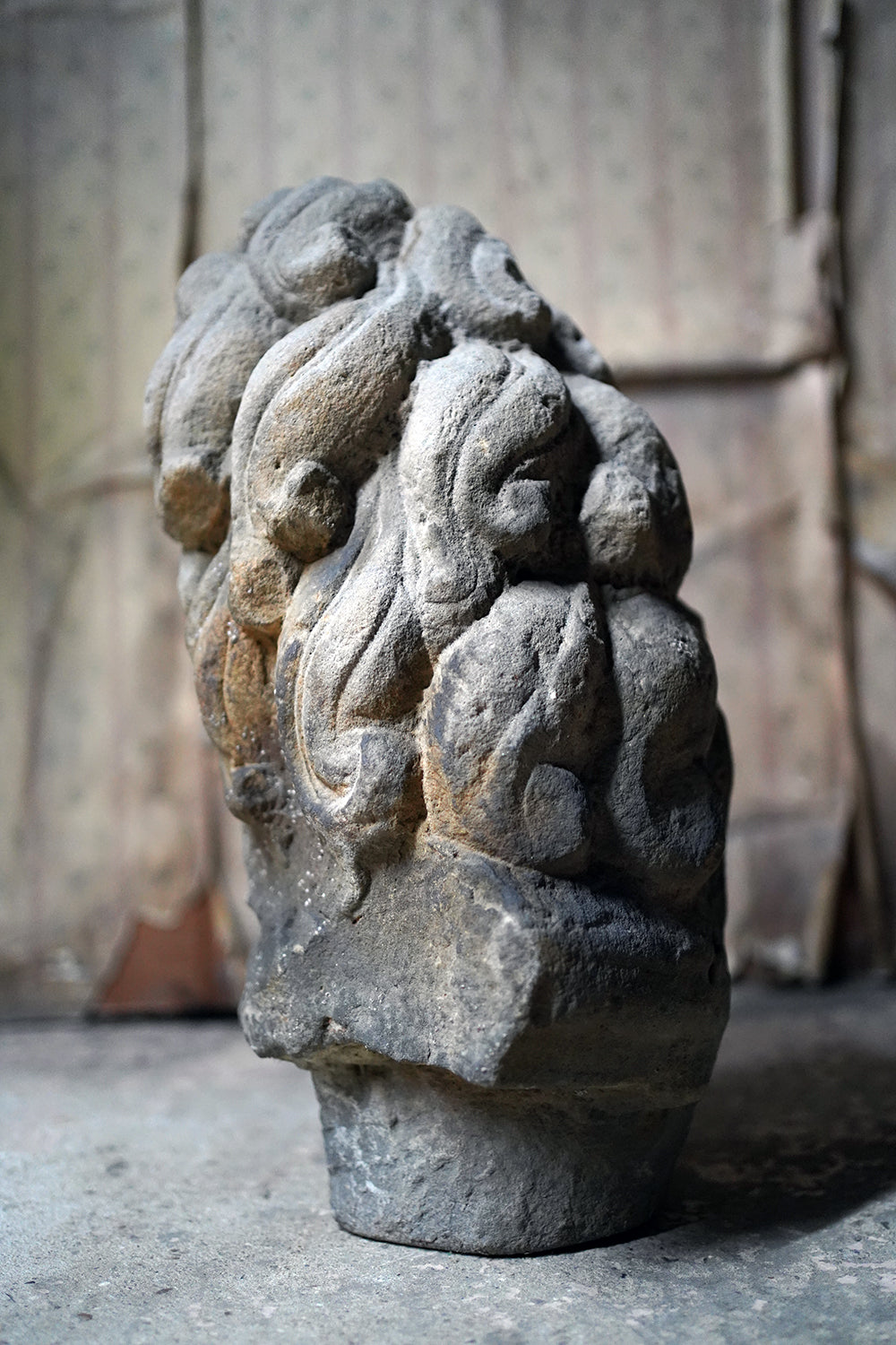 A 17thC Monastic Flemish Limestone Fragmental Head of a Lion c.1600-50