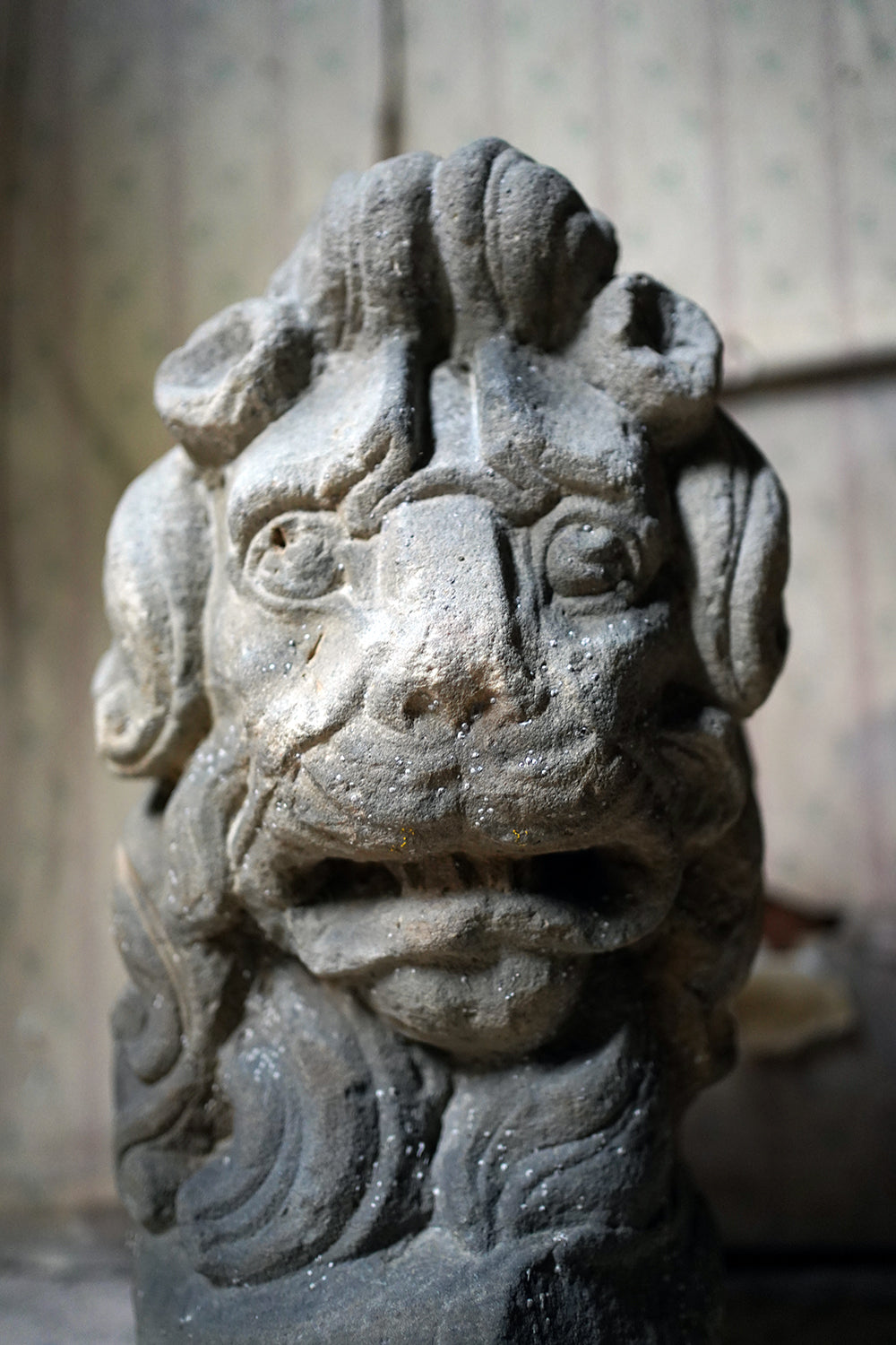 A 17thC Monastic Flemish Limestone Fragmental Head of a Lion c.1600-50