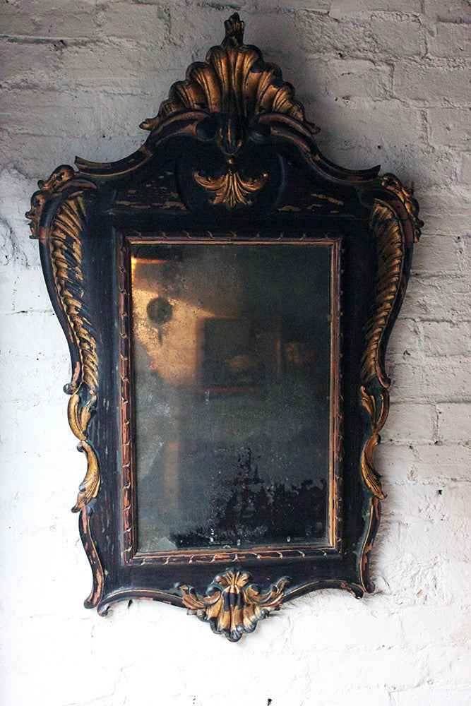 A Decorative 18thC Painted & Carved Oak Wall Mirror c.1790