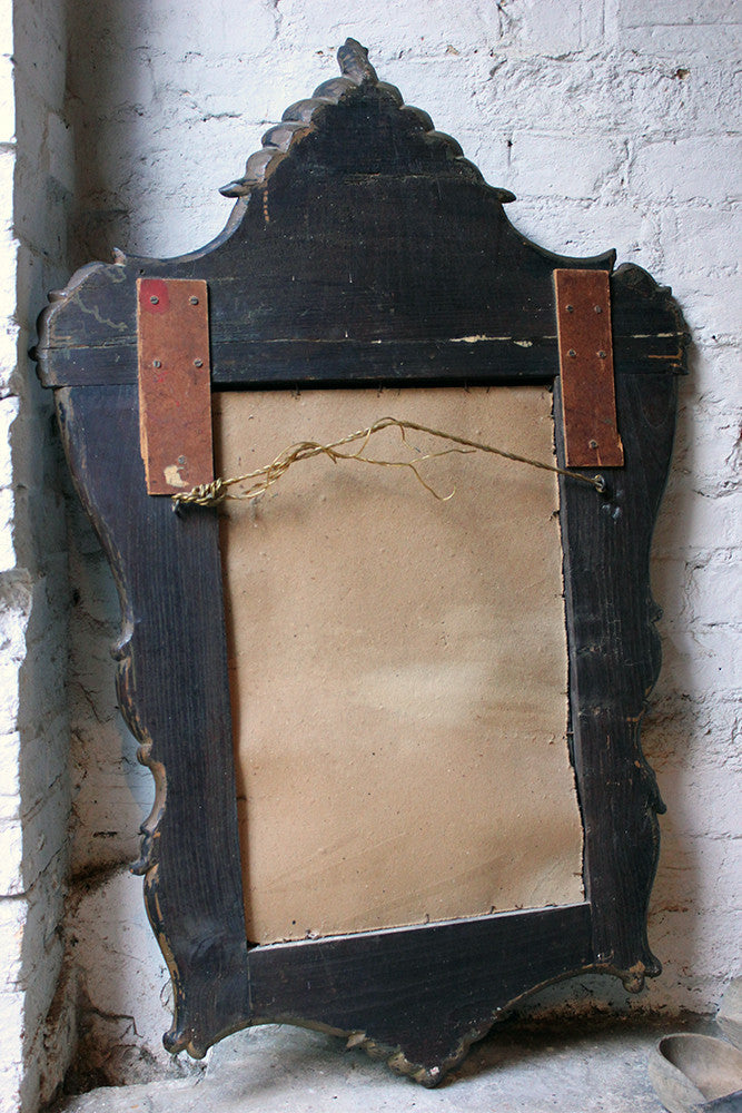 A Decorative 18thC Painted & Carved Oak Wall Mirror c.1790
