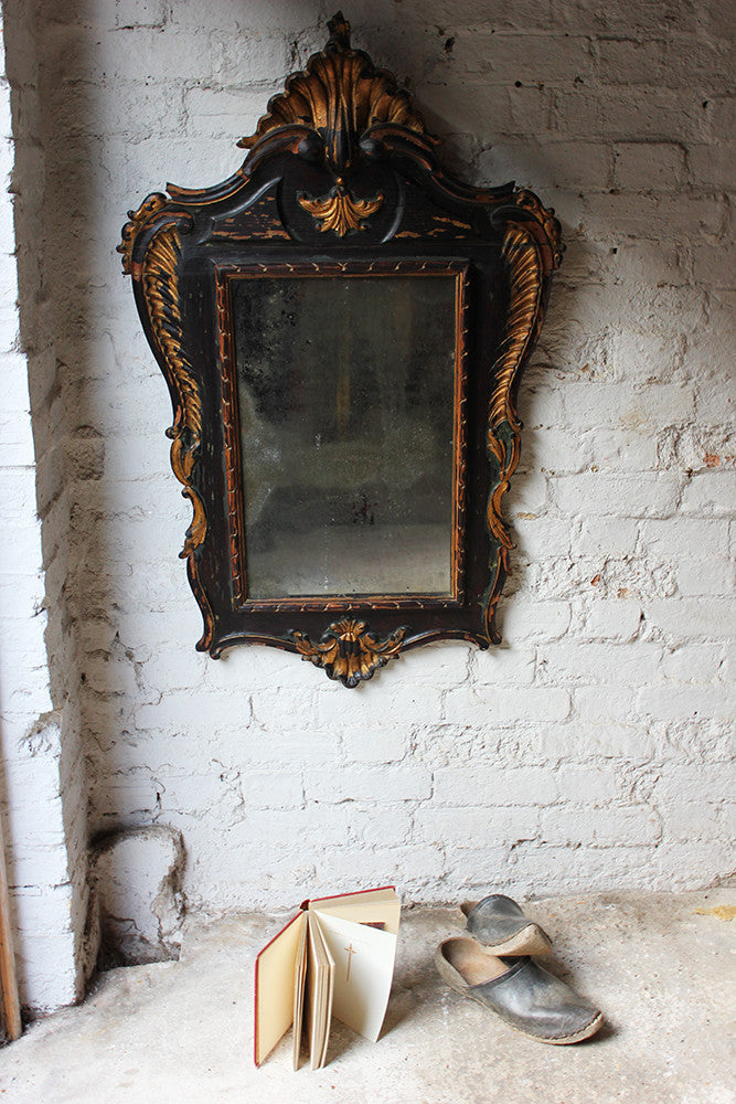A Decorative 18thC Painted & Carved Oak Wall Mirror c.1790